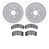 7502-52042 Drilled/Slotted Brake Rotors w/5000 Advanced Brake Pads Kit [Silver], 1984-1987 GM, Position: Front - image 1