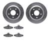 7502-52043 Drilled/Slotted Brake Rotors w/5000 Advanced Brake Pads Kit [Silver], 1985-1992 GM, Position: Rear - image 1