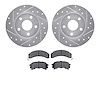7502-52051 Drilled/Slotted Brake Rotors w/5000 Advanced Brake Pads Kit [Silver], 1984-1987 GM, Position: Rear - image 1