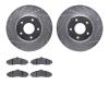 7502-52064 Drilled/Slotted Brake Rotors w/5000 Advanced Brake Pads Kit [Silver], 2005-2006 GM, Position: Front - image 1