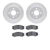 7502-53001 Drilled/Slotted Brake Rotors w/5000 Advanced Brake Pads Kit [Silver], 1991-2002 GM, Position: Front - image 1