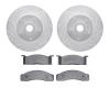 7502-54002 Drilled/Slotted Brake Rotors w/5000 Advanced Brake Pads Kit [Silver], 1968-1970 Ford/Lincoln/Mercury/Mazda, Position: - image 1