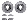 7502-54003 Drilled/Slotted Brake Rotors w/5000 Advanced Brake Pads Kit [Silver], 1975-1980 Ford/Lincoln/Mercury/Mazda, Position: - image 1