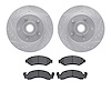7502-54004 Drilled/Slotted Brake Rotors w/5000 Advanced Brake Pads Kit [Silver], 1974-1979 Ford/Lincoln/Mercury/Mazda, Position: - image 1