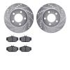 7502-54005 Drilled/Slotted Brake Rotors w/5000 Advanced Brake Pads Kit [Silver], 1993-1993 Ford/Lincoln/Mercury/Mazda, Position: - image 1