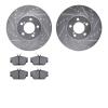 7502-54008 Drilled/Slotted Brake Rotors w/5000 Advanced Brake Pads Kit [Silver], 1996-2007 Ford/Lincoln/Mercury/Mazda, Position: - image 1