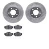 7502-54009 Drilled/Slotted Brake Rotors w/5000 Advanced Brake Pads Kit [Silver], 1994-2000 Ford/Lincoln/Mercury/Mazda, Position: - image 1