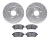 7502-54040 Drilled/Slotted Brake Rotors w/5000 Advanced Brake Pads Kit [Silver], 2011-2019 Ford/Lincoln/Mercury/Mazda, Position: - image 1