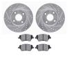 7502-54060 Drilled/Slotted Brake Rotors w/5000 Advanced Brake Pads Kit [Silver], 2014-2019 Ford/Lincoln/Mercury/Mazda, Position: - image 1