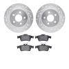 7502-54072 Drilled/Slotted Brake Rotors w/5000 Advanced Brake Pads Kit [Silver], 2013-2018 Ford/Lincoln/Mercury/Mazda, Position: - image 1