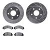 7502-54076 Drilled/Slotted Brake Rotors w/5000 Advanced Brake Pads Kit [Silver], 1990-1997 Ford/Lincoln/Mercury/Mazda, Position: - image 1