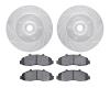 7502-54078 Drilled/Slotted Brake Rotors w/5000 Advanced Brake Pads Kit [Silver], 1997-1999 Ford/Lincoln/Mercury/Mazda, Position: - image 1