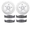 7502-54092 Drilled/Slotted Brake Rotors w/5000 Advanced Brake Pads Kit [Silver], 1994-2001 Ford/Lincoln/Mercury/Mazda, Position: - image 1
