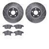 7502-54098 Drilled/Slotted Brake Rotors w/5000 Advanced Brake Pads Kit [Silver], 2017-2020 Ford/Lincoln/Mercury/Mazda, Position: - image 1