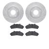7502-54102 Drilled/Slotted Brake Rotors w/5000 Advanced Brake Pads Kit [Silver], 1995-1997 Ford/Lincoln/Mercury/Mazda, Position: - image 1