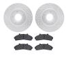 7502-54105 Drilled/Slotted Brake Rotors w/5000 Advanced Brake Pads Kit [Silver], 1995-1997 Ford/Lincoln/Mercury/Mazda, Position: - image 1