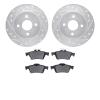 7502-54134 Drilled/Slotted Brake Rotors w/5000 Advanced Brake Pads Kit [Silver], Fits Select Ford/Lincoln/Mercury/Mazda, Positio - image 1