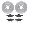 7502-54169 Drilled/Slotted Brake Rotors w/5000 Advanced Brake Pads Kit [Silver], 2005-2012 Ford/Lincoln/Mercury/Mazda, Position: - image 1