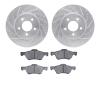 7502-54171 Drilled/Slotted Brake Rotors w/5000 Advanced Brake Pads Kit [Silver], 2009-2012 Ford/Lincoln/Mercury/Mazda, Position: - image 1