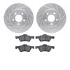 7502-54173 Drilled/Slotted Brake Rotors w/5000 Advanced Brake Pads Kit [Silver], 2009-2012 Ford/Lincoln/Mercury/Mazda, Position: - image 1