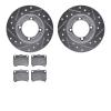 7502-54222 Drilled/Slotted Brake Rotors w/5000 Advanced Brake Pads Kit [Silver], 1988-1993 Ford/Lincoln/Mercury/Mazda, Position: - image 1