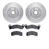 7502-54273 Drilled/Slotted Brake Rotors w/5000 Advanced Brake Pads Kit [Silver], 1982-1987 Ford/Lincoln/Mercury/Mazda, Position: - image 1