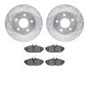7502-54315 Drilled/Slotted Brake Rotors w/5000 Advanced Brake Pads Kit [Silver], 1993-1998 Ford/Lincoln/Mercury/Mazda, Position: - image 1