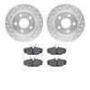 7502-54318 Drilled/Slotted Brake Rotors w/5000 Advanced Brake Pads Kit [Silver], 1993-2005 Ford/Lincoln/Mercury/Mazda, Position: - image 1