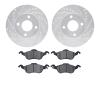7502-54377 Drilled/Slotted Brake Rotors w/5000 Advanced Brake Pads Kit [Silver], 2000-2004 Ford/Lincoln/Mercury/Mazda, Position: - image 1