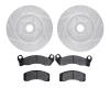 7502-55014 Drilled/Slotted Brake Rotors w/5000 Advanced Brake Pads Kit [Silver], 1984-1987 Ford/Lincoln/Mercury/Mazda, Position: - image 1