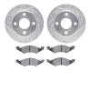 7502-55028 Drilled/Slotted Brake Rotors w/5000 Advanced Brake Pads Kit [Silver], 1981-1983 Ford/Lincoln/Mercury/Mazda, Position: - image 1