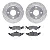 7502-55029 Drilled/Slotted Brake Rotors w/5000 Advanced Brake Pads Kit [Silver], 1983-1994 Ford/Lincoln/Mercury/Mazda, Position: - image 1