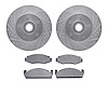 7502-55052 Drilled/Slotted Brake Rotors w/5000 Advanced Brake Pads Kit [Silver], 1974-1980 Ford/Lincoln/Mercury/Mazda, Position: - image 1