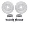 7502-55056 Drilled/Slotted Brake Rotors w/5000 Advanced Brake Pads Kit [Silver], 1982-1993 Ford/Lincoln/Mercury/Mazda, Position: - image 1