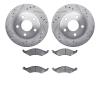 7502-55069 Drilled/Slotted Brake Rotors w/5000 Advanced Brake Pads Kit [Silver], 1986-1988 Ford/Lincoln/Mercury/Mazda, Position: - image 1