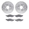7502-55082 Drilled/Slotted Brake Rotors w/5000 Advanced Brake Pads Kit [Silver], 1986-1992 Ford/Lincoln/Mercury/Mazda, Position: - image 1