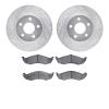 7502-55099 Drilled/Slotted Brake Rotors w/5000 Advanced Brake Pads Kit [Silver], 1989-1990 Ford/Lincoln/Mercury/Mazda, Position: - image 1
