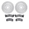 7502-55102 Drilled/Slotted Brake Rotors w/5000 Advanced Brake Pads Kit [Silver], 1987-1988 Ford/Lincoln/Mercury/Mazda, Position: - image 1