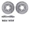 7502-55105 Drilled/Slotted Brake Rotors w/5000 Advanced Brake Pads Kit [Silver], 1970-1971 Ford/Lincoln/Mercury/Mazda, Position: - image 1