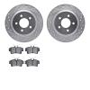 7502-55138 Drilled/Slotted Brake Rotors w/5000 Advanced Brake Pads Kit [Silver], 1994-2004 Ford/Lincoln/Mercury/Mazda, Position: - image 1