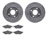 7502-56004 Drilled/Slotted Brake Rotors w/5000 Advanced Brake Pads Kit [Silver], 1995-2002 Ford/Lincoln/Mercury/Mazda, Position: - image 1