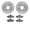 7502-56006 Drilled/Slotted Brake Rotors w/5000 Advanced Brake Pads Kit [Silver], 1995-2000 Ford/Lincoln/Mercury/Mazda, Position: - image 1