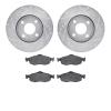7502-56008 Drilled/Slotted Brake Rotors w/5000 Advanced Brake Pads Kit [Silver], 1998-2002 Ford/Lincoln/Mercury/Mazda, Position: - image 1
