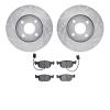 7502-56009 Drilled/Slotted Brake Rotors w/5000 Advanced Brake Pads Kit [Silver], 1998-1999 Ford/Lincoln/Mercury/Mazda, Position: - image 1