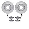 7502-56011 Drilled/Slotted Brake Rotors w/5000 Advanced Brake Pads Kit [Silver], 1998-2002 Ford/Lincoln/Mercury/Mazda, Position: - image 1