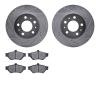7502-56058 Drilled/Slotted Brake Rotors w/5000 Advanced Brake Pads Kit [Silver], 1995-1997 Ford/Lincoln/Mercury/Mazda, Position: - image 1