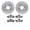 7502-56068 Drilled/Slotted Brake Rotors w/5000 Advanced Brake Pads Kit [Silver], 1995-2002 Ford/Lincoln/Mercury/Mazda, Position: - image 1