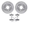 7502-56069 Drilled/Slotted Brake Rotors w/5000 Advanced Brake Pads Kit [Silver], 2000-2000 Ford/Lincoln/Mercury/Mazda, Position: - image 1