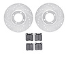 7502-56088 Drilled/Slotted Brake Rotors w/5000 Advanced Brake Pads Kit [Silver], 1964-1967 Ford/Lincoln/Mercury/Mazda, Position: - image 1