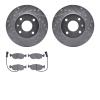 7502-57001 Drilled/Slotted Brake Rotors w/5000 Advanced Brake Pads Kit [Silver], 1985-1989 Ford/Lincoln/Mercury/Mazda, Position: - image 1